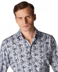 Eton Shirts Mens Light Blue/White Floral Print Shirt -Boss Store eton shirts mens light blue white floral print shirt p41198 231520 zoom