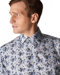 Eton Shirts Mens Light Blue/White Floral Print Shirt -Boss Store eton shirts mens light blue white floral print shirt p41198 231525 zoom