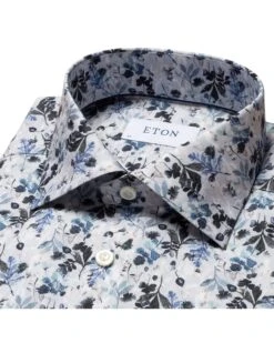 Eton Shirts Mens Light Blue/White Floral Print Shirt -Boss Store eton shirts mens light blue white floral print shirt p41198 231545 zoom