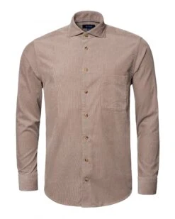 Eton Shirts Mens Light Brown Slim Fit Corduroy Shirt