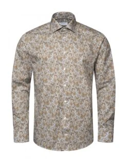 Eton Shirts Mens Paisley Pattern Shirt Brown