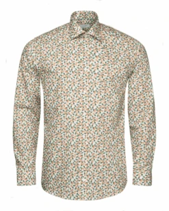 Eton Shirts Mens Pineapple Cotton Print Shirt Orange