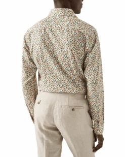 Eton Shirts Mens Pineapple Cotton Print Shirt Orange -Boss Store eton shirts mens pineapple cotton print shirt orange p44604 280736 zoom