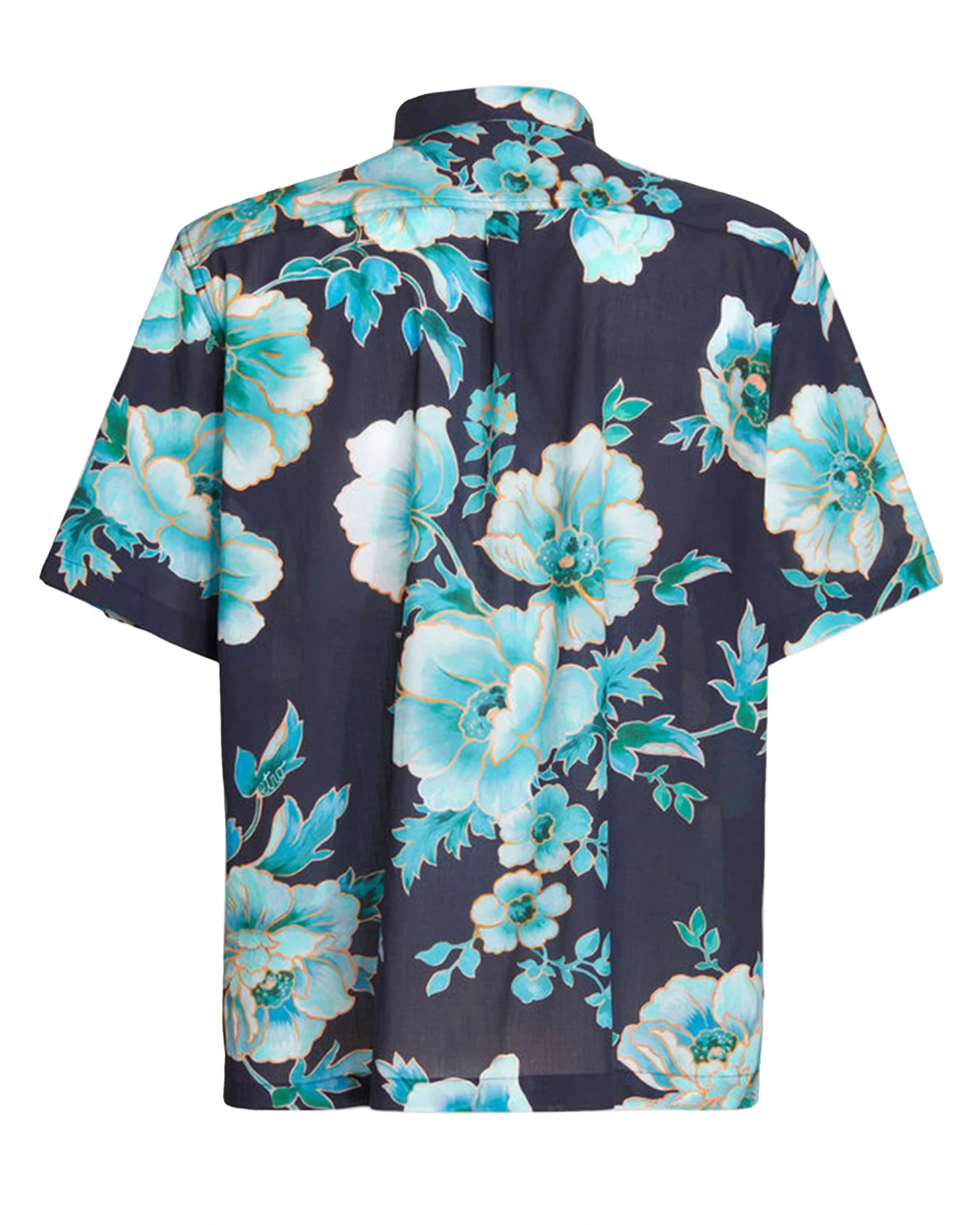 Etro Mens Blue Comfort Fit Short Sleeved Floral Shirt 3 Etro Mens Blue Comfort Fit Short Sleeved Floral Shirt - Image 3