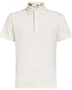 Etro Mens Contrast Print Collar Polo Shirt White