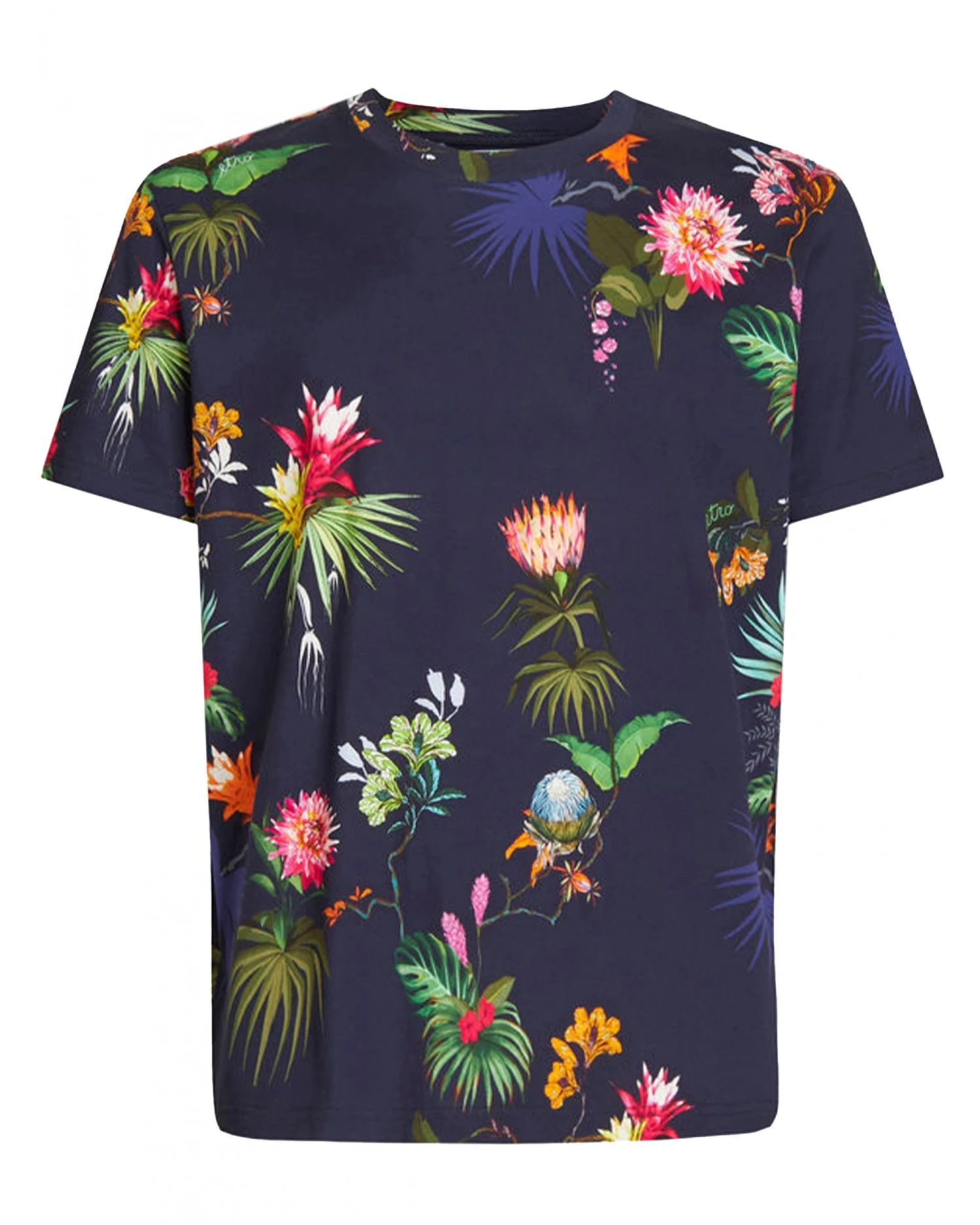 Etro Mens Floral Print T Shirt, Navy Blue Tee 1 Etro Mens Floral Print T Shirt, Navy Blue Tee