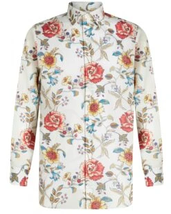 Etro Etro Mens Rose & Stem Print Shirt White