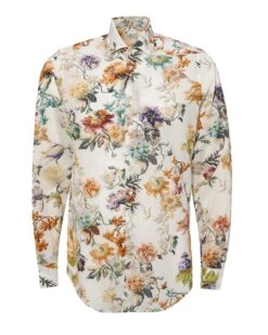Etro Mens White Floral Print Shirt