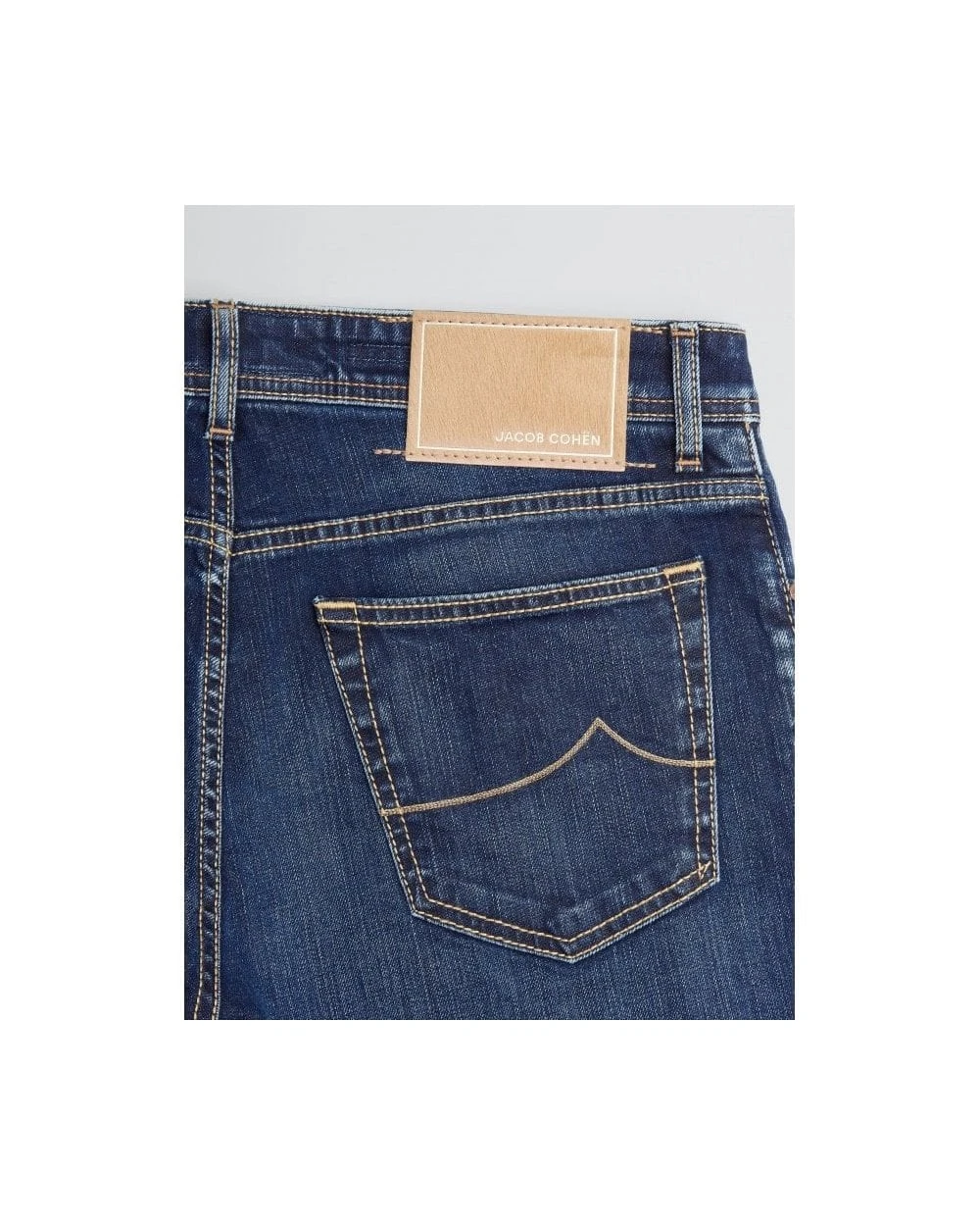 Jacob Cohen Mens Bard Beige Patch Jeans Dark Blue Denim 2 Jacob Cohen Mens Bard Beige Patch Jeans Dark Blue Denim - Image 2