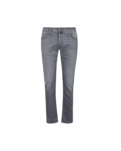 Jacob Cohen Mens Bard Leather Patch Jeans Grey