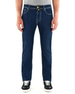 Jacob Cohen Mens Bard Pony Badge Slim Jean Clean Wash Blue