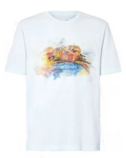 Jacob Cohen Mens Grand Tour Liguria T-Shirt Open Blue