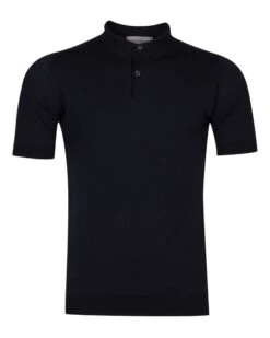 John Smedley Mens Rhodes Navy Blue Sea Island Cotton Polo Shirt