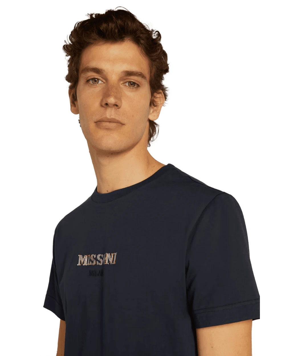 Missoni Mens Chest Logo T Shirt Navy 3 Missoni Mens Chest Logo T Shirt Navy - Image 3