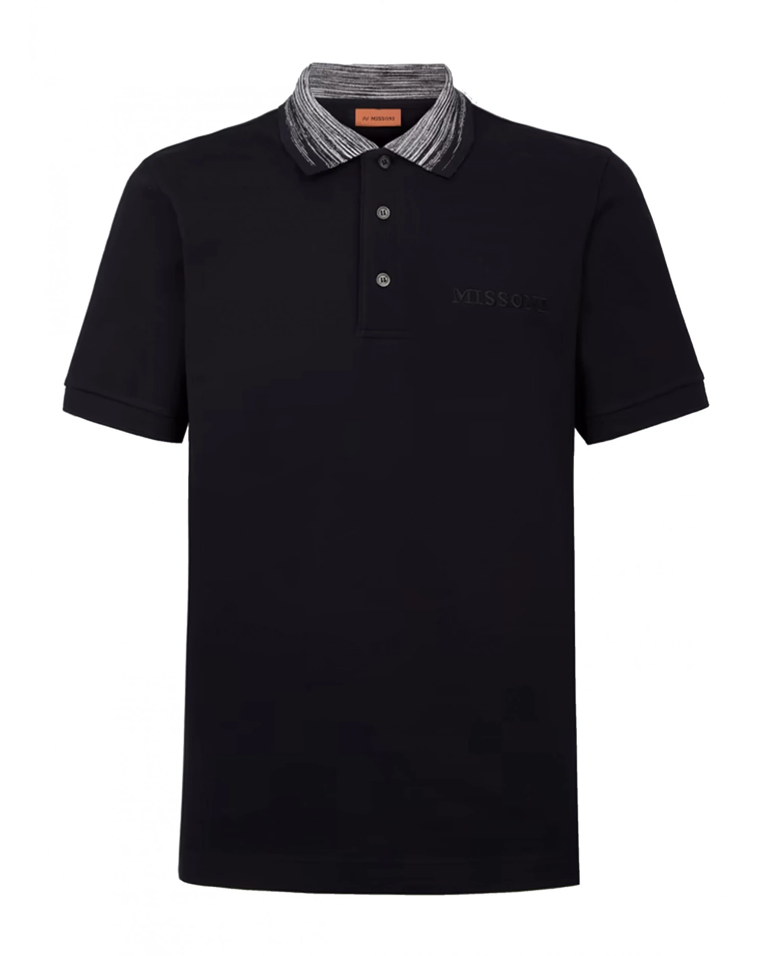 Missoni Mens Space Collar Polo Shirt Black 1 Missoni Mens Space Collar Polo Shirt Black