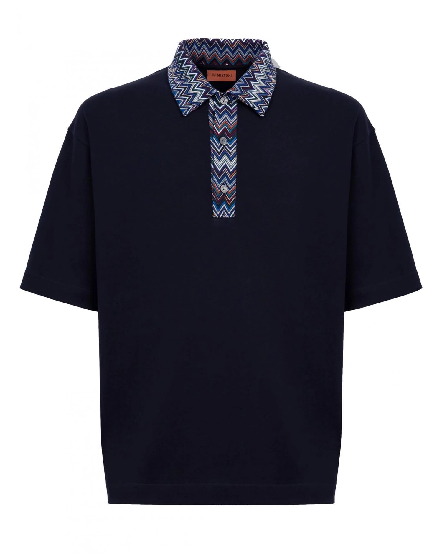 Missoni Mens Zig Zag Polo Shirt Navy 1 Missoni Mens Zig Zag Polo Shirt Navy