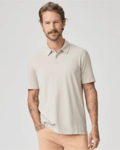 Paige Jeans Mens Burke Polo Shirt Fresh Oyster