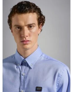 Paul&Shark Paul & Shark Mens Short Sleeved Oxford Shirt Sky Blue -Boss Store paul shark mens short sleeved oxford shirt sky blue p44701 282459 zoom
