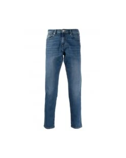 Paul Smith Mens Crosshatch Jean Straight Tapered Mid Vintage Wash