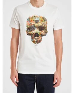 Paul Smith Mens Skull Sticker T-Shirt White -Boss Store paul smith mens skull sticker t shirt white p44354 281102 zoom