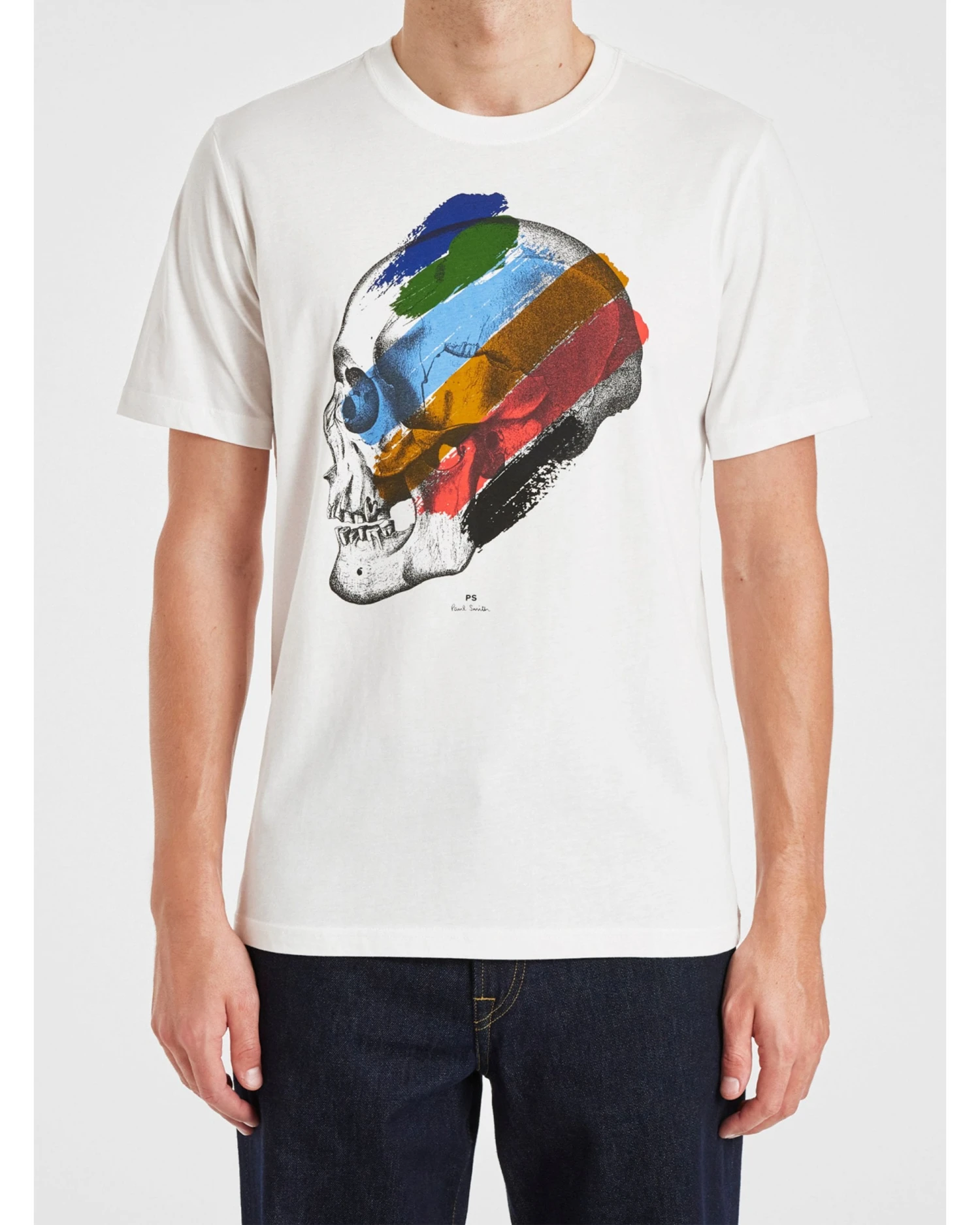 Paul Smith Mens Stripe Skull T-Shirt White 2 Paul Smith Mens Stripe Skull T-Shirt White - Image 2