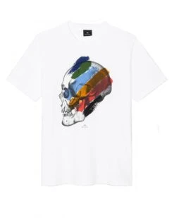 Paul Smith Mens Stripe Skull T-Shirt White