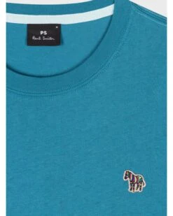 Paul Smith Mens Zebra Badge T-Shirt Mid Blue Teal -Boss Store paul smith mens zebra badge t shirt mid blue teal p44352 281041 zoom