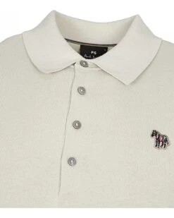 Paul Smith Mens Zebra Knit Polo Shirt Stone Grey -Boss Store paul smith mens zebra knit polo shirt stone grey p44860 282301 zoom