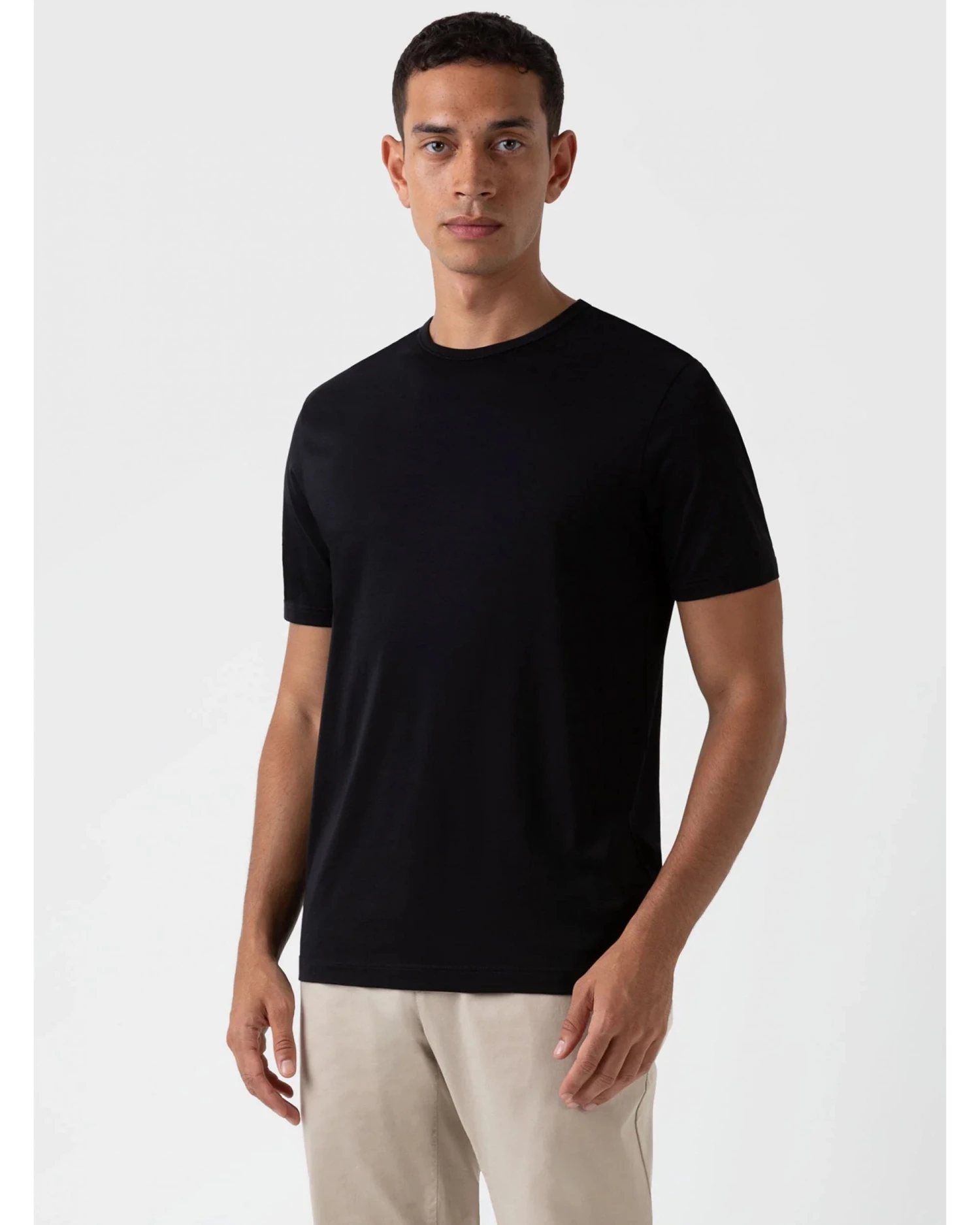 Sunspel Mens Classic T-Shirt Black 2 Sunspel Mens Classic T-Shirt Black - Image 2