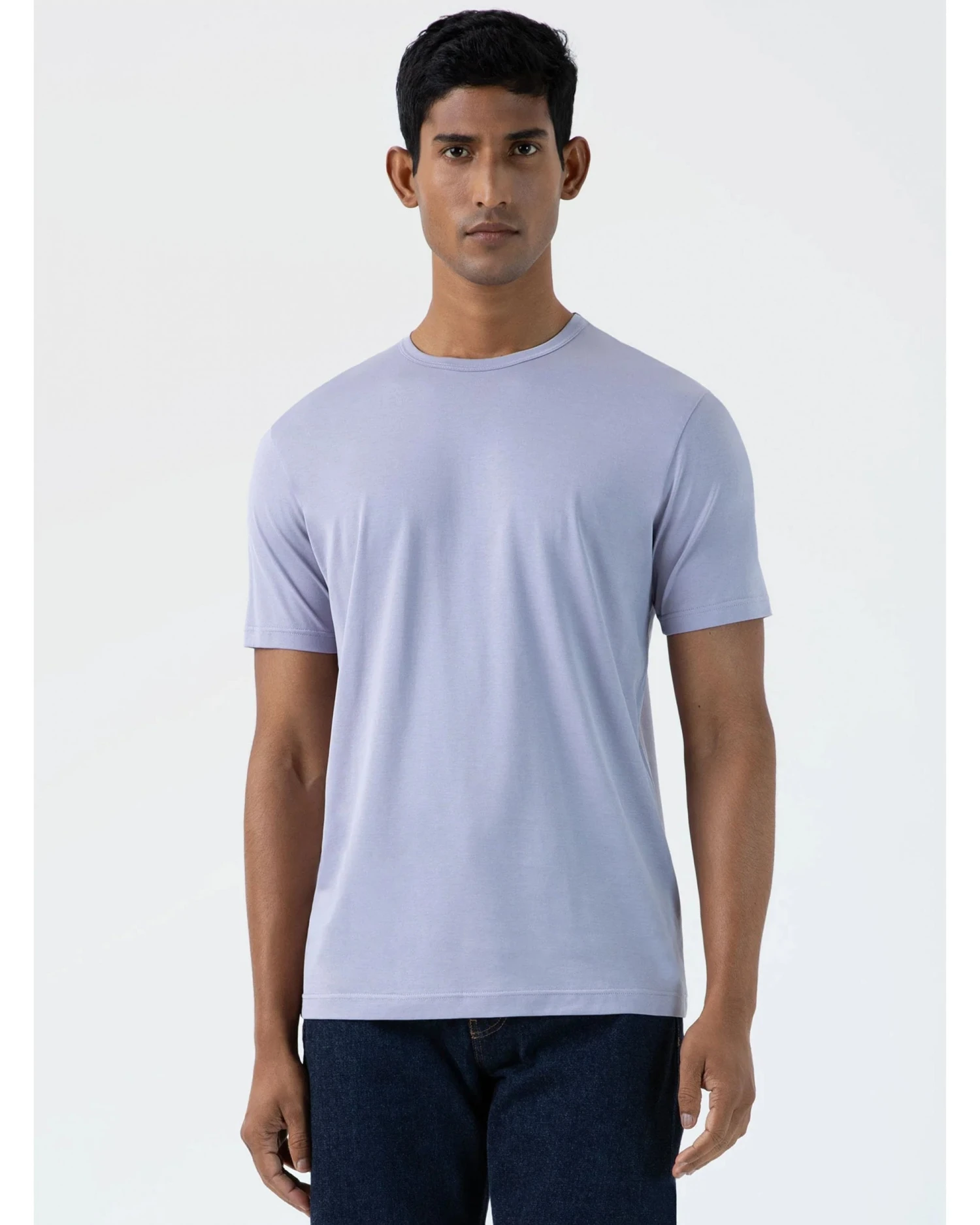 Sunspel Mens Classic T-Shirt Lavender Purple 2 Sunspel Mens Classic T-Shirt Lavender Purple - Image 2