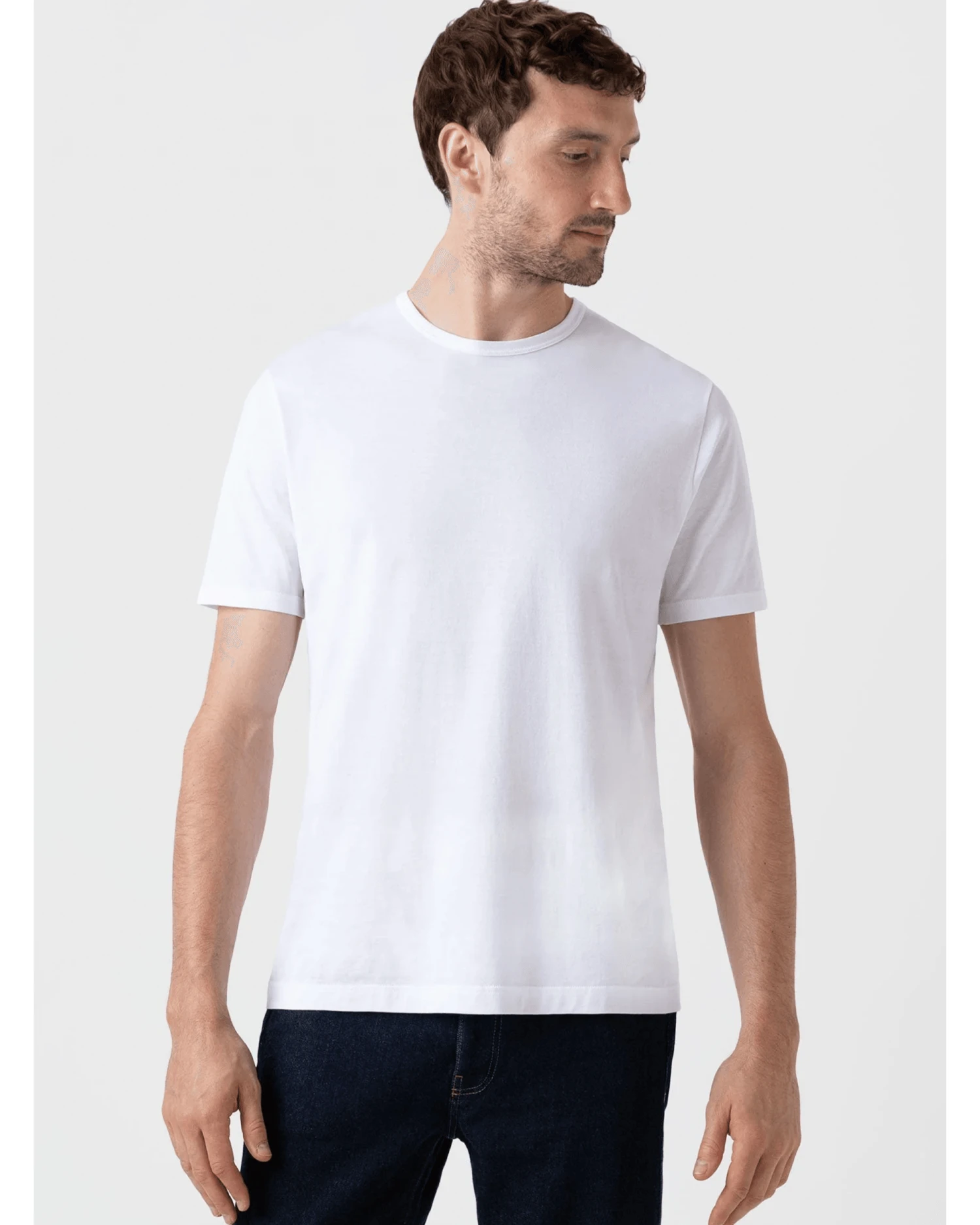 Sunspel Mens Classic T-Shirt White 2 Sunspel Mens Classic T-Shirt White - Image 2