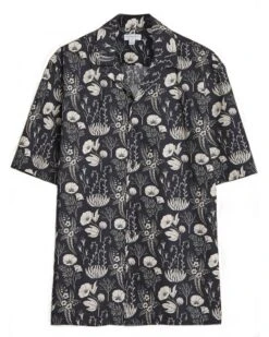 Sunspel Sunspel Mens Katie Scott Floral Print Shirt Black