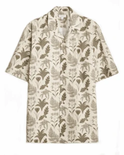 Sunspel Sunspel Mens Katie Scott Floral Print Shirt Ecru Beige