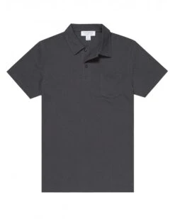 Sunspel Mens Riviera Polo Shirt Charcoal Grey