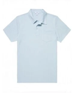 Sunspel Mens Riviera Polo Shirt Light Blue