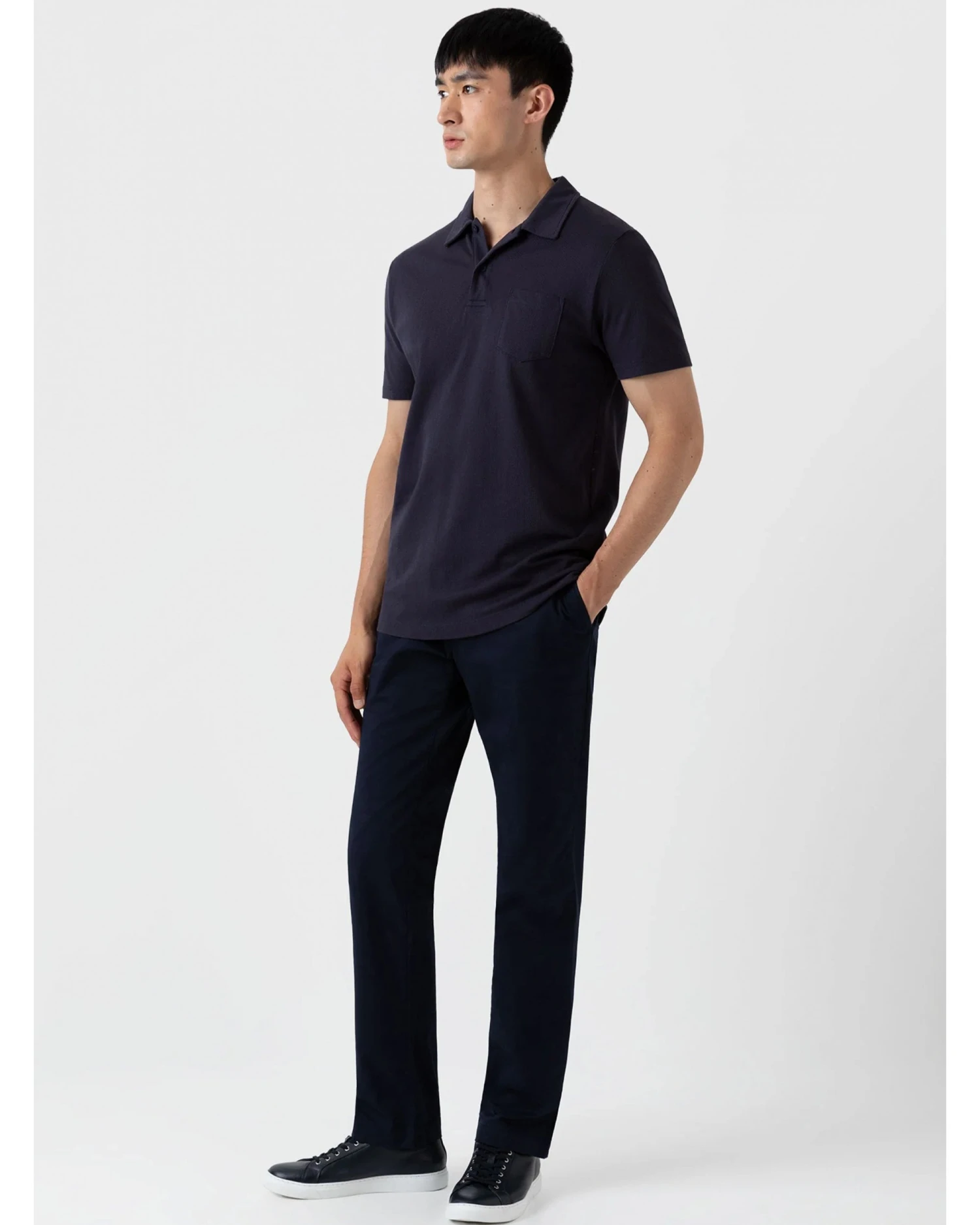 Sunspel Mens Riviera Polo Shirt Navy 3 Sunspel Mens Riviera Polo Shirt Navy - Image 3