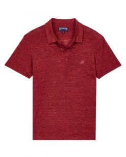 Vilebrequin Mens Burgundy Linen Jersey Polo Shirt