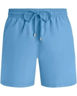 Vilebrequin Mens Moorea Solid Swimshorts Flax Flower Blue