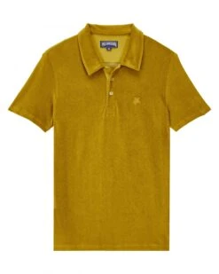 Vilebrequin Mens Phoenix Mustard Yellow Terry Cotton Polo Shirt