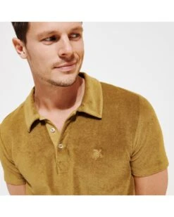 Vilebrequin Mens Phoenix Mustard Yellow Terry Cotton Polo Shirt -Boss Store vilebrequin mens phoenix mustard yellow terry cotton polo shirt p43355 260250 image