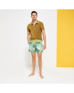 Vilebrequin Mens Phoenix Mustard Yellow Terry Cotton Polo Shirt -Boss Store vilebrequin mens phoenix mustard yellow terry cotton polo shirt p43355 260253 image