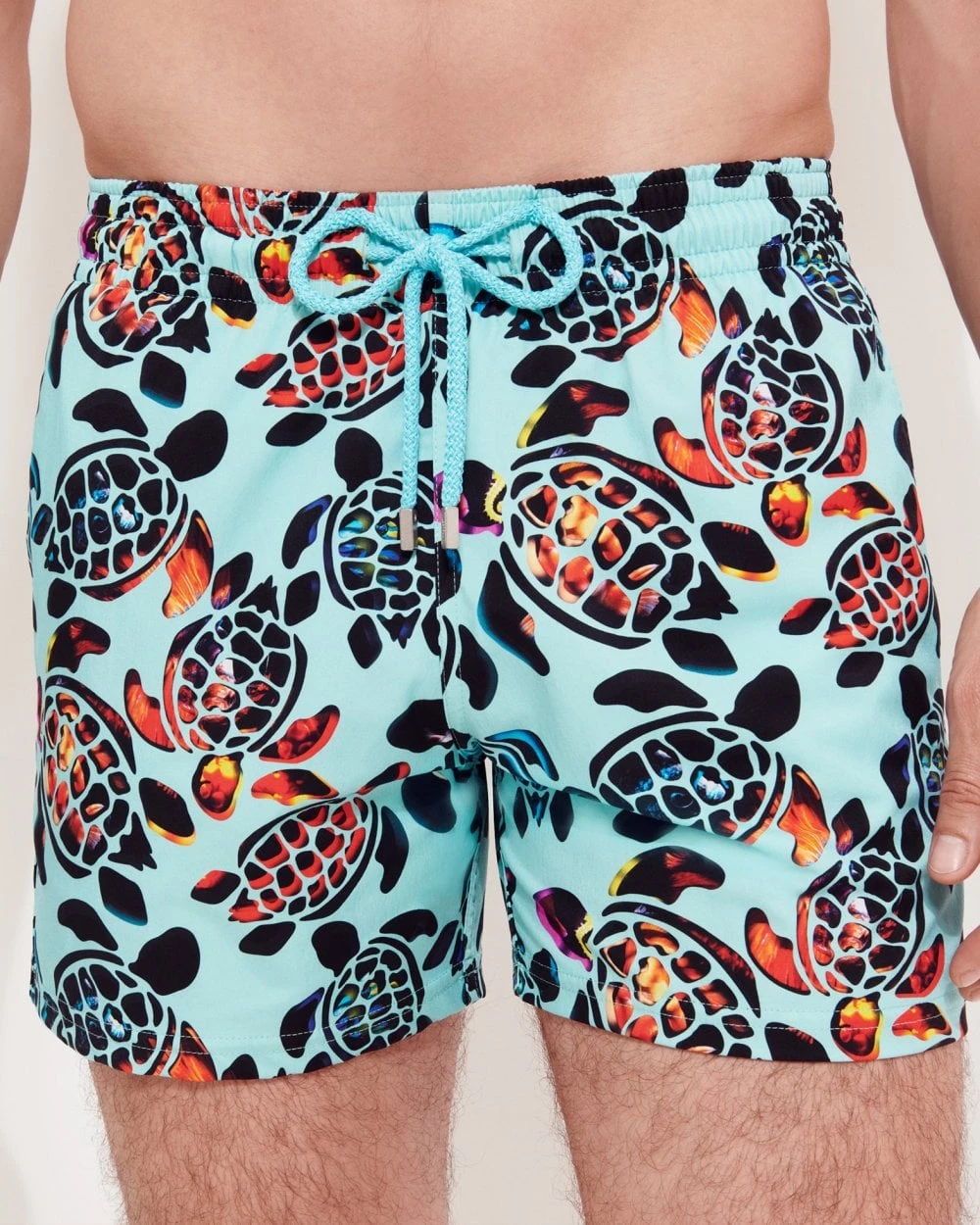 Vilebrequin Mens Screen Turtles Stretch Swim Shorts, Lagoon Blue Swimming Trunks 6 Vilebrequin Mens Screen Turtles Stretch Swim Shorts, Lagoon Blue Swimming Trunks - Image 6