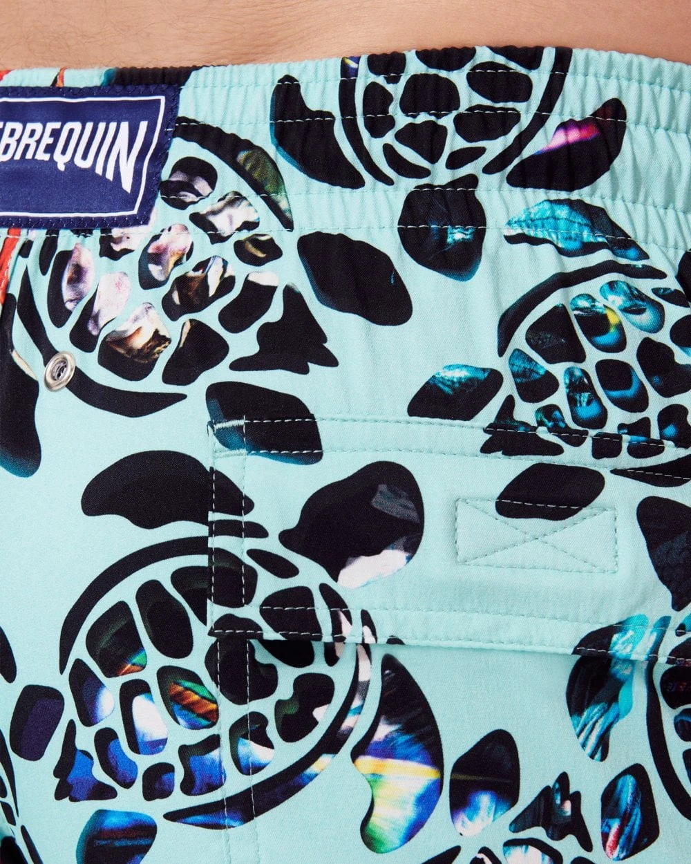 Vilebrequin Mens Screen Turtles Stretch Swim Shorts, Lagoon Blue Swimming Trunks 7 Vilebrequin Mens Screen Turtles Stretch Swim Shorts, Lagoon Blue Swimming Trunks - Image 7