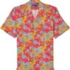 Vilebrequin Mens Tahiti Flowers Bowling Shirt Multi Blue Red