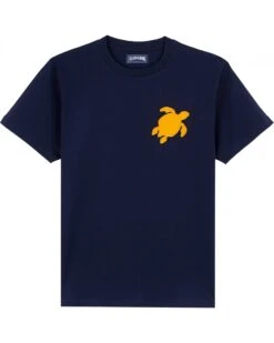 Vilebrequin Mens Turtle Patch T-Shirt Blue Marine Navy