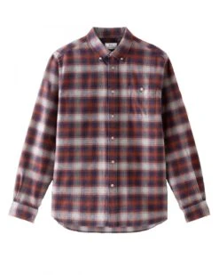 WOOLRICH Mens Traditional Flannel Shirt Orange Check
